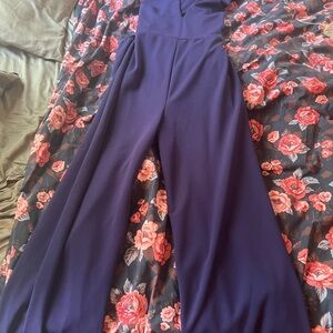 Lulus Wide-Leg open back Navy Jumpsuit